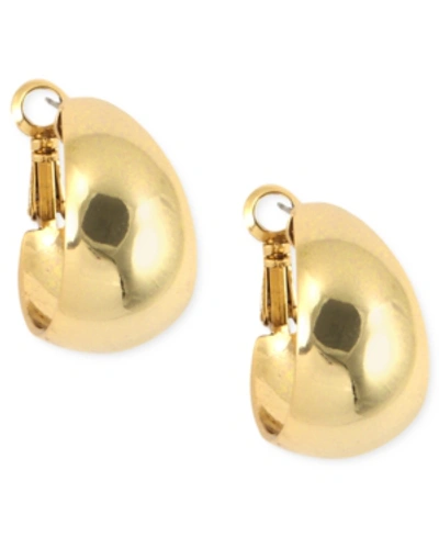 Shop Anne Klein Gold-tone Medium Band Hoop Earrings
