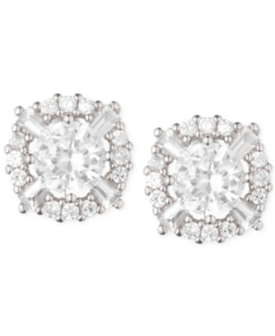 Shop Anne Klein Elevated Crystal Round Stud Earrings In Silver