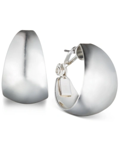 Shop Anne Klein Silver-tone Wide Huggie Hoop Earrings