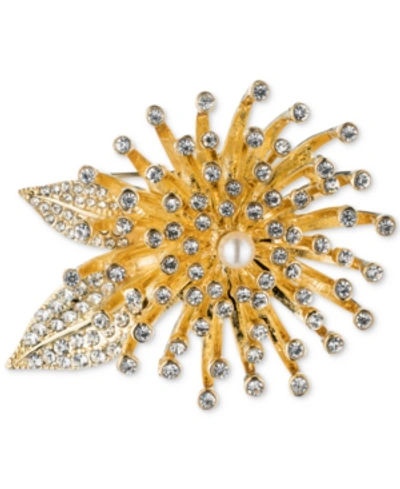 Shop Anne Klein Gold-tone Crystal Flower Burst Pin, Created For Macy's