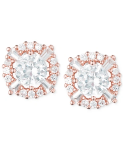 Shop Anne Klein Elevated Crystal Round Stud Earrings In Rose Gold