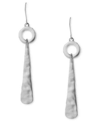 Shop Robert Lee Morris Soho Earrings, Hammered Linear Drop Earrings In Silver