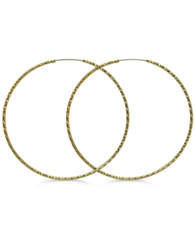 Shop Guess Textured 3" Extra-large Hoop Earrings In Gold
