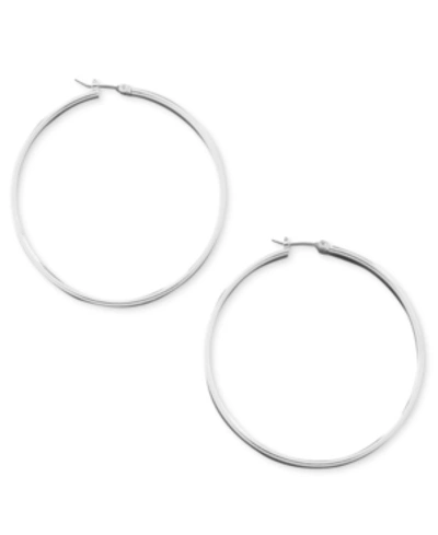 Shop Guess Earrings, Silver-tone Hoop