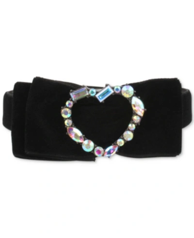 Shop Betsey Johnson Hematite-tone Crystal Black Velvet Bow Choker Necklace