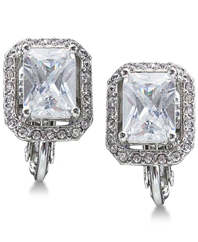 Shop Carolee Silver-tone Crystal Clip-on Stud Earrings