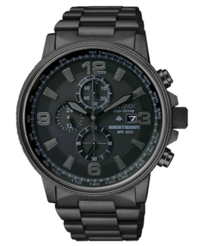 Shop Citizen Men's Chronograph Eco-drive Nighthawk Black Ion Plated Stainless Steel Bracelet Watch 43mm Ca0295-58 In No Color