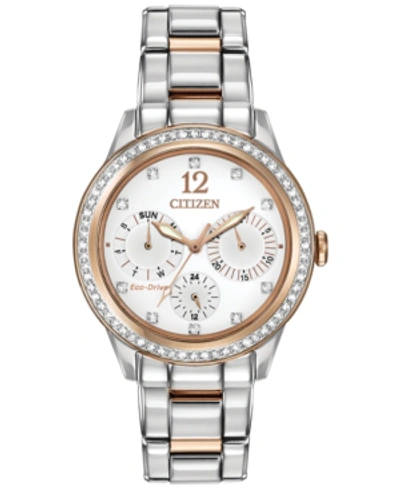 Shop Citizen Women's Chronograph Eco-drive Silhouette Crystal Two-tone Stainless Steel Bracelet Watch 37mm Fd2016