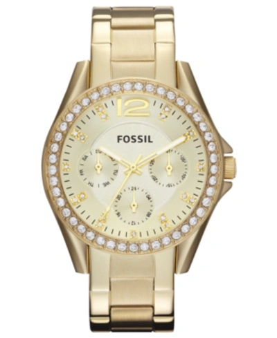 Shop Fossil Women's Riley Gold-tone Stainless Steel Bracelet Watch 38mm Es3203