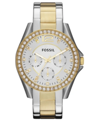 Shop Fossil Women's Riley Two Tone Stainless Steel Bracelet Watch 38mm