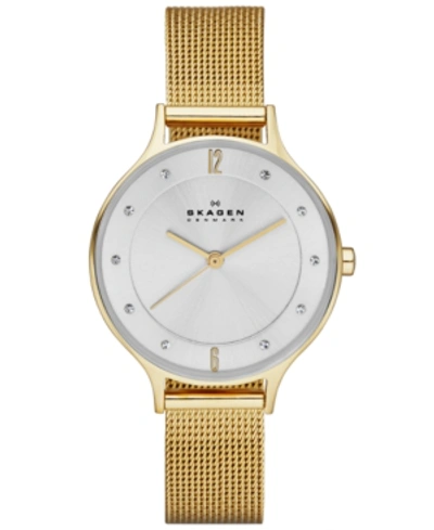 Shop Skagen Women's Anita Gold-tone Stainless Steel Mesh Bracelet Watch 30mm Skw2150