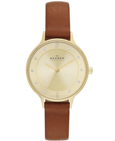 Shop Skagen Women's Anita Saddle Leather Strap Watch 30mm Skw2147