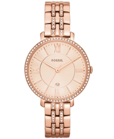 Fossil Women's Jacqueline Rose Gold-tone Stainless Steel Bracelet Watch 36mm Es3546