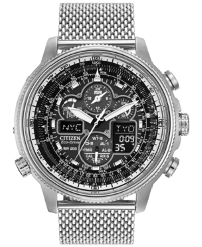 Shop Citizen Men's Chronograph Navihawk Eco-drive Stainless Steel Mesh Bracelet Watch 48mm Jy8030-83e