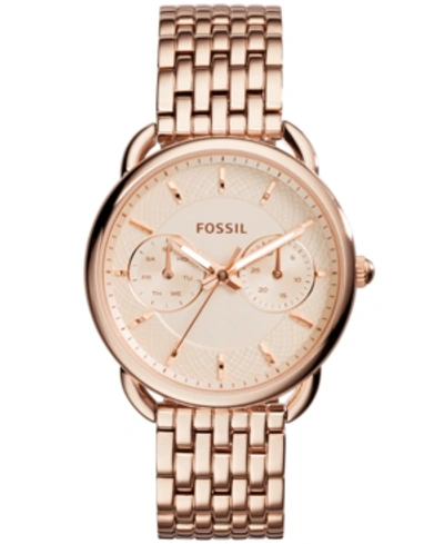 Shop Fossil Women's Tailor Rose Gold-tone Stainless Steel Bracelet Watch 35mm