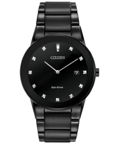 Shop Citizen Men's Eco-drive Axiom Diamond Accent Black Ion-plated Stainless Steel Bracelet Watch 40mm Au1065-58g