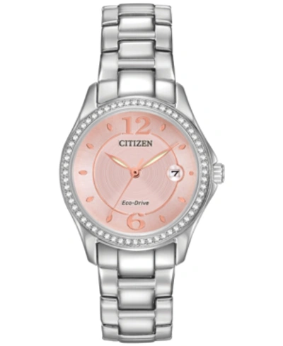 Citizen Silhouette Crystal Womens Crystal Accent Silver Tone Stainless Steel Bracelet Watch Fe1140-86x