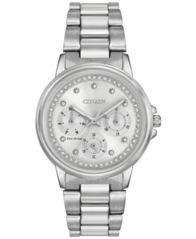 Shop Citizen Women's Eco-drive Nighthawk Stainless Steel Bracelet Watch 36mm Fd2040-57a In Silver