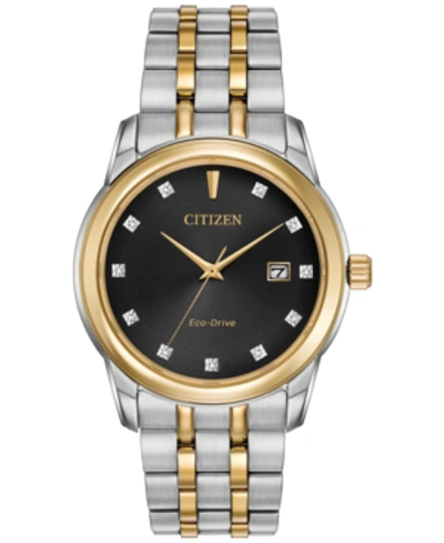 Shop Citizen Men's Eco-drive Diamond Accent Two-tone Stainless Steel Bracelet Watch 39mm Bm7344-54e