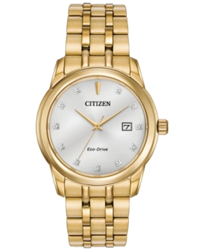 Shop Citizen Men's Eco-drive Diamond Accent Gold-tone Stainless Steel Bracelet Watch 39mm Bm7342-50a