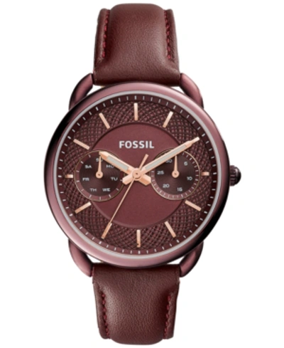 Shop Fossil Women's Tailor Red Leather Strap Watch 35mm Es4121