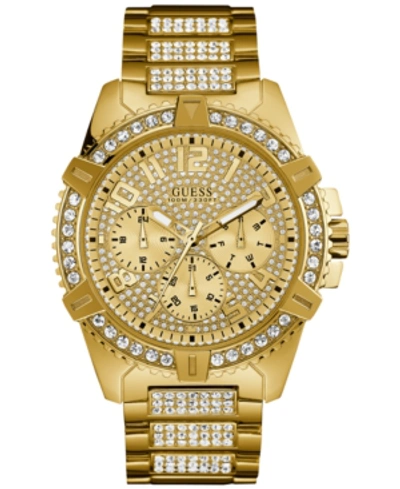 Shop Guess Men's Crystal Gold-tone Stainless Steel Bracelet Watch 46mm