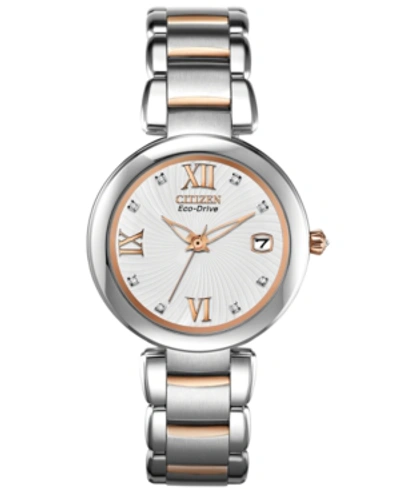 Shop Citizen Women's Eco-drive Signature Diamond Accent Two-tone Stainless Steel Bracelet Watch 33mm Eo1116-57a