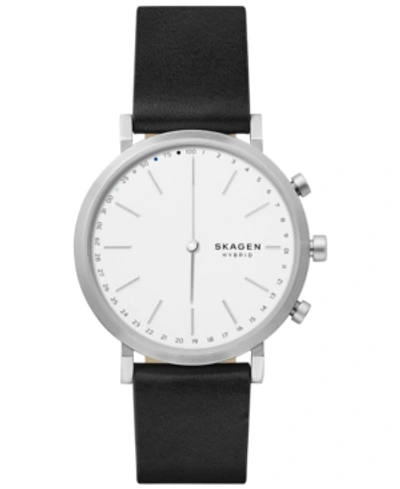 Shop Skagen Women's Hald Black Leather Strap Hybrid Smart Watch 40mm