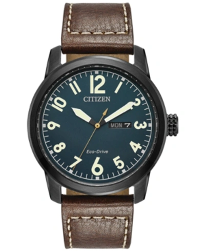 Citizen Men's Eco-drive Military Brown Leather Strap Watch 42mm Bm8478-01l