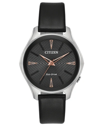 Shop Citizen Eco-drive Women's Silhouette Black Leather Strap Watch 35mm
