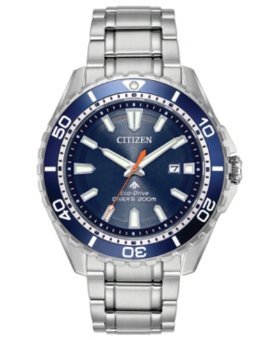 Shop Citizen Eco-drive Men's Promaster Diver Stainless Steel Bracelet Watch 44mm In Silver