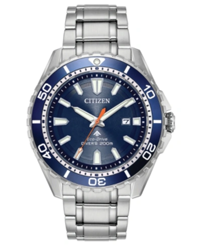 Citizen Promaster Diver Mens Silver Tone Stainless Steel Bracelet Watch Bn0191-55l In Silver