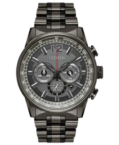 Shop Citizen Eco-drive Men's Chronograph Nighthawk Gray Stainless Steel Bracelet Watch 43mm In Grey
