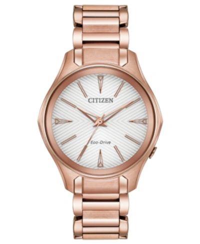 Shop Citizen Eco-drive Women's Silhouette Pink Gold-tone Stainless Steel Bracelet Watch 35mm In Rose Gold