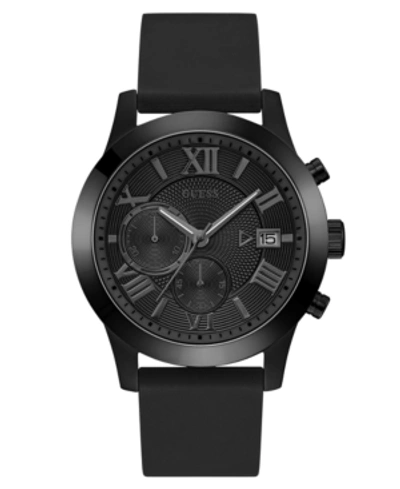 Shop Guess Men's Chronograph Black Silicone Strap Watch 45mm