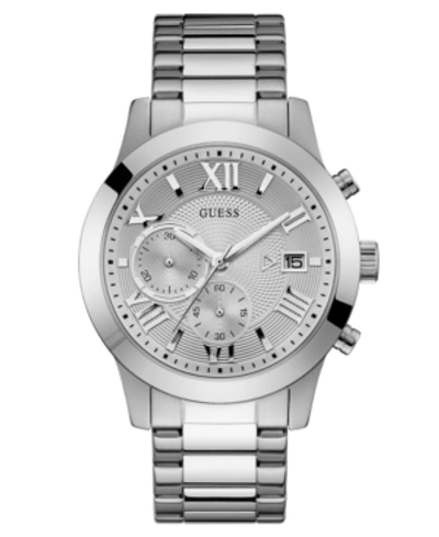 Shop Guess Men's Chronograph Stainless Steel Bracelet Watch 45mm In Silver