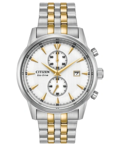 Shop Citizen Eco-drive Men's Chronograph Corso Two-tone Stainless Steel Bracelet Watch 43mm