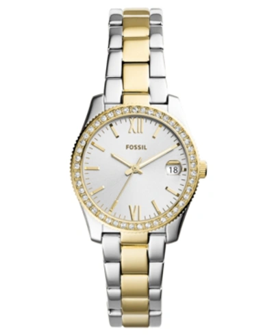 Fossil Women's Scarlette Two-tone Stainless Steel Bracelet Watch 32mm In Silver/ Gold