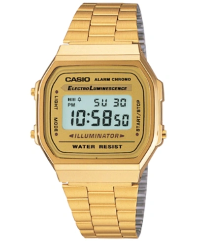 Shop Casio Men's Digital Vintage Gold-tone Stainless Steel Bracelet Watch 39x39mm A168wg-9mv