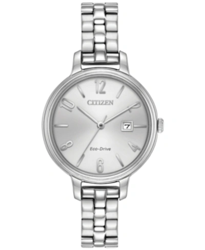 Shop Citizen Eco-drive Women's Silhouette Stainless Steel Bracelet Watch 31mm Ew2440-53a In Silver