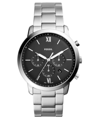 Shop Fossil Men's Neutra Chronograph Stainless Steel Bracelet Watch 44mm In Silver