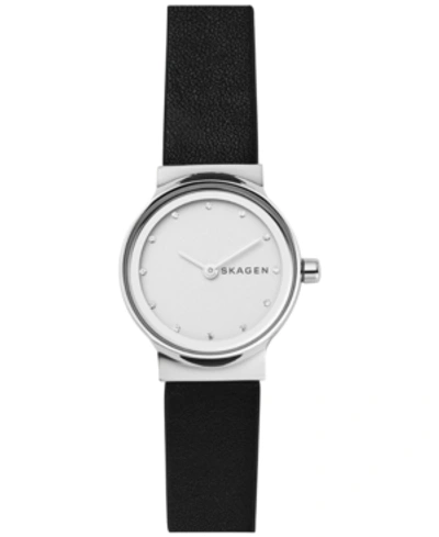 Shop Skagen Women's Freja Black Leather Strap Watch 26mm