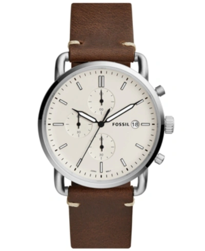 Shop Fossil Men's Chronograph Commuter Brown Leather Strap Watch 42mm