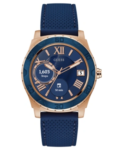 Shop Guess Connect Men's Blue Silicone Strap Touchscreen Smart Watch 44mm