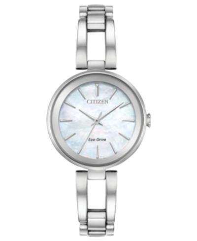 Shop Citizen Women's Eco-drive Axiom Stainless Steel Bracelet Watch 28mm In Silver