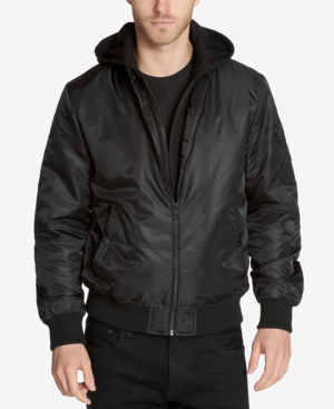 black guess bomber jacket