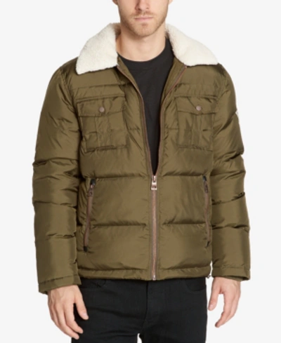 Guess men's quilted hotsell jacket with fleece collar