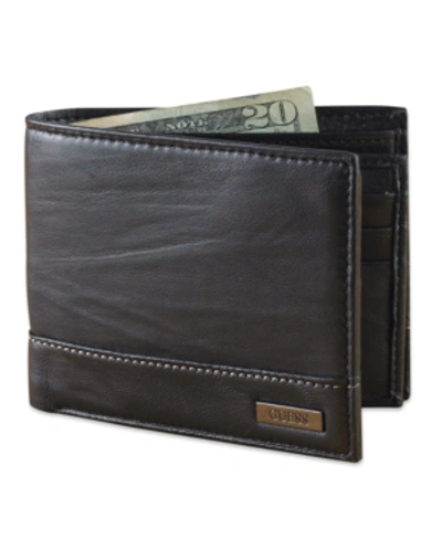 Shop Guess Men's  Leather Bifold Wallet In Black