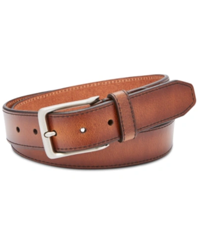 Shop Fossil Men's Griffin Leather Belt In Cognac