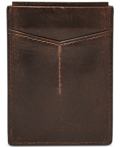 Shop Fossil Men's Leather Derrick Rfid Card Case In Dark Brown